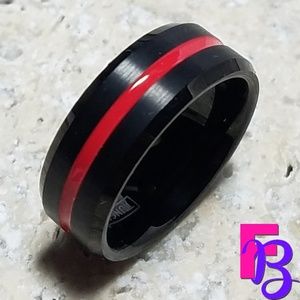 8MM Tungsten Thin Red Line Ring